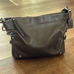Dark brown leather coach shoulder purse